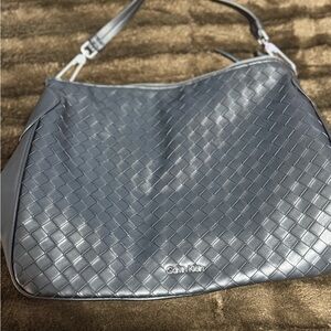 Calvin Klein Silver Woven Shoulder Bag